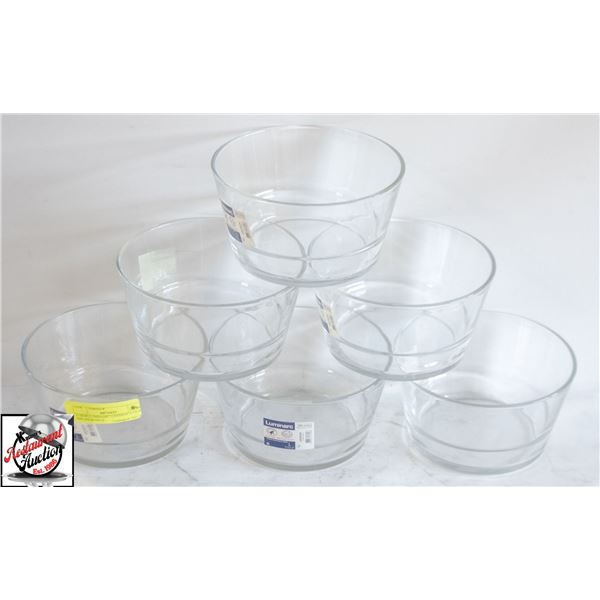 6 NEW LUMINARC UNISSON T GLASS SALAD BOWLS