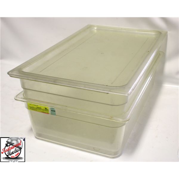 2 POLYCARB FULL-SIZE INSERTS W/ 1 LID