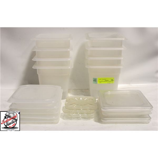 LOT OF 1/6 SIZE POLY INSERTS W/ LIDS