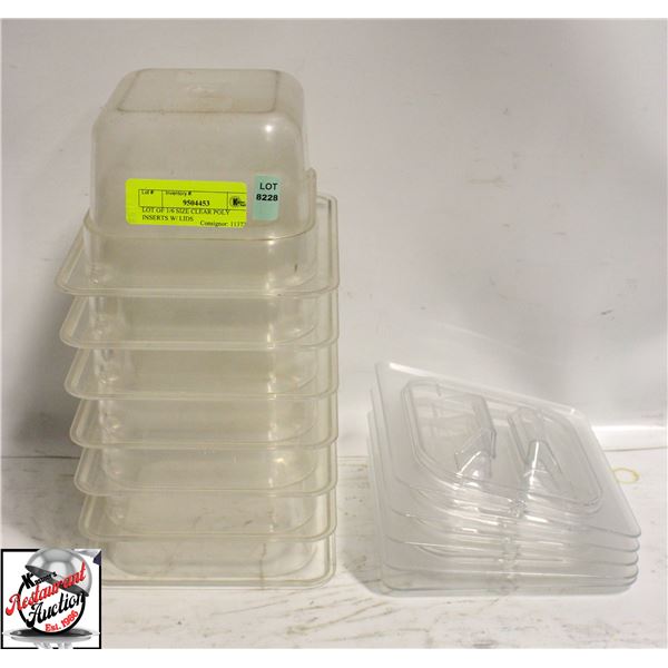 LOT OF 1/6 SIZE CLEAR POLY INSERTS W/ LIDS