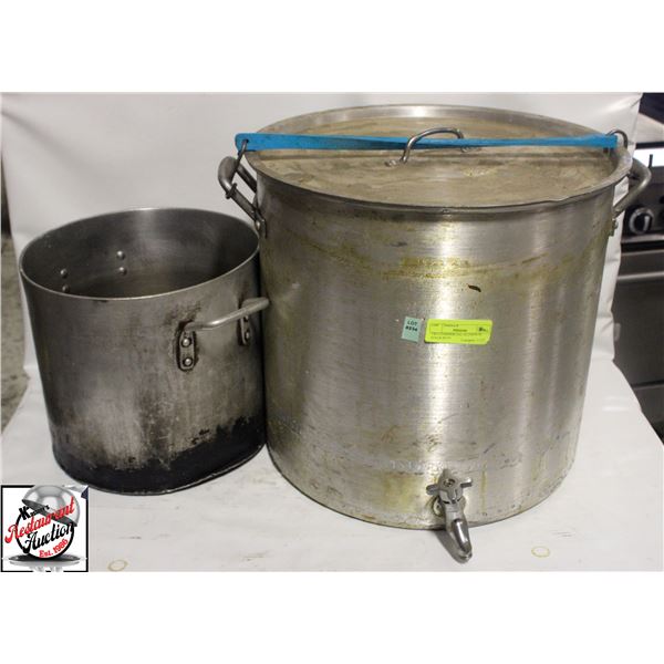 TWO COMMERCIAL ALUMINUM STOCK POTS