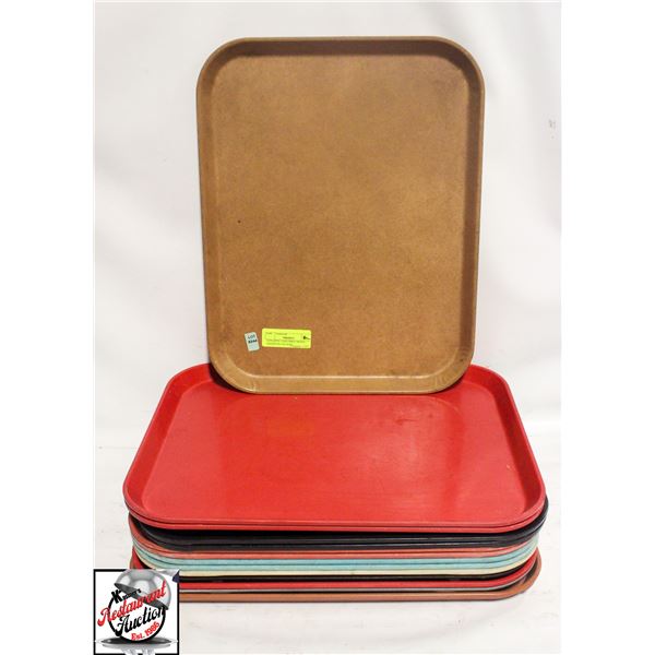 14 PLASTIC CAFETERIA TRAYS - ASSORTED COLOURS