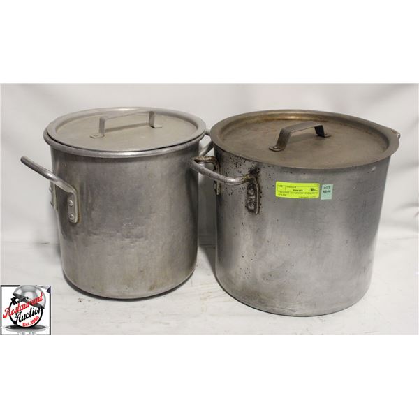 TWO 10QT ALUMINUM STOCK POTS W/ LIDS