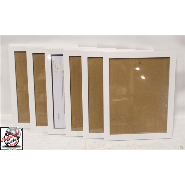 6 NEW 8.5" X 11" WHITE PICTURE FRAMES