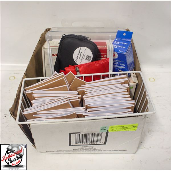 FLAT OF MEDICAL ACCESSORIES & BLANK NOTEBOOKS,