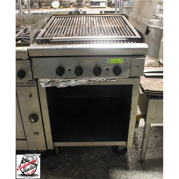 QUEST NATURAL GAS CHARBROILER W/ UNDERSHELF