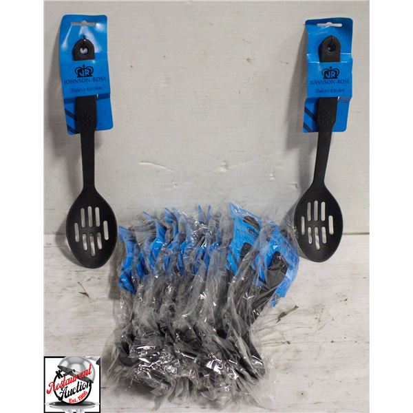 11 11.5" BLACK NYLON SLOTTED SPOONS