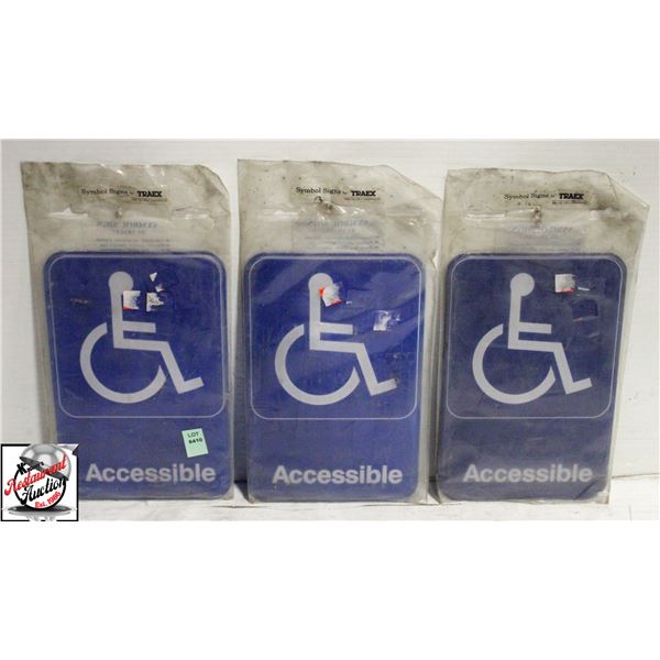 LOT OF 3 NEW WHEELCHAIR ACCESSIBLE SIGNS