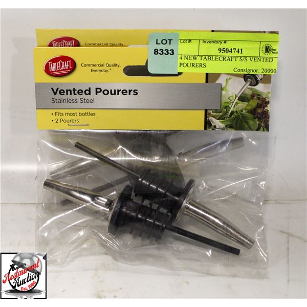 4 NEW TABLECRAFT S/S VENTED POURERS
