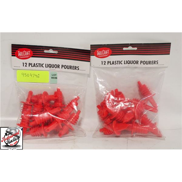 24 PLASTIC LIQUOR POURERS - RED