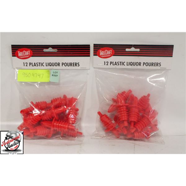 24 PLASTIC LIQUOR POURERS - RED