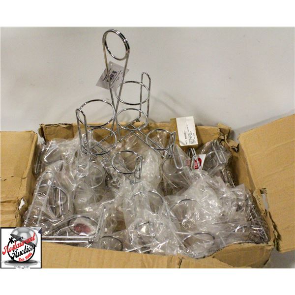 6 NEW TABLECRAFT CHROME DISPLAY/CONDIMENT CADDIES