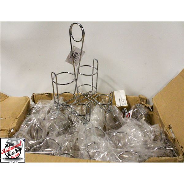 6 NEW TABLECRAFT CHROME DISPLAY/CONDIMENT CADDIES
