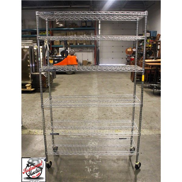 BAILIFF SEIZURE: 48" CHROME WIRE RACK W/ CASTORS