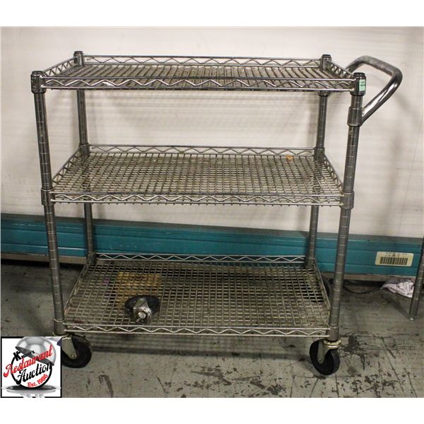 BAILIFF SEIZURE: 3-TIER CHROME WIRE SERVICE CART