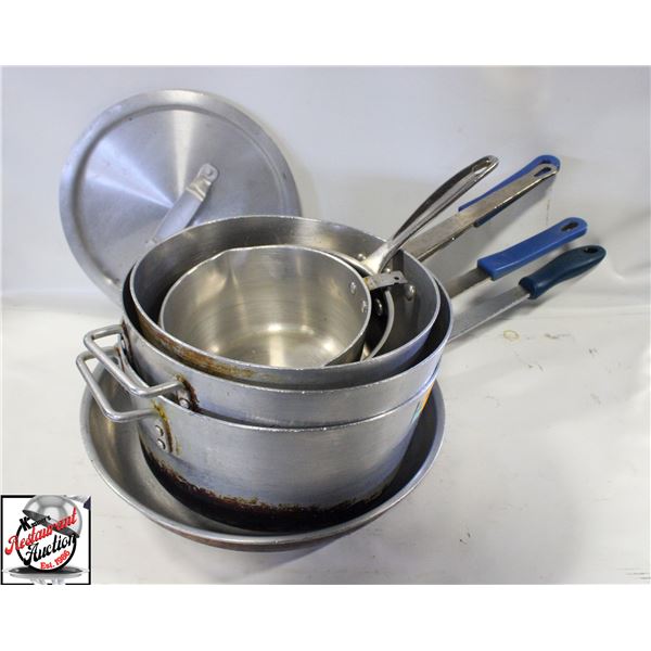 BAILIFF SEIZURE: 5 ASSORTED ALUMINUM POTS AND