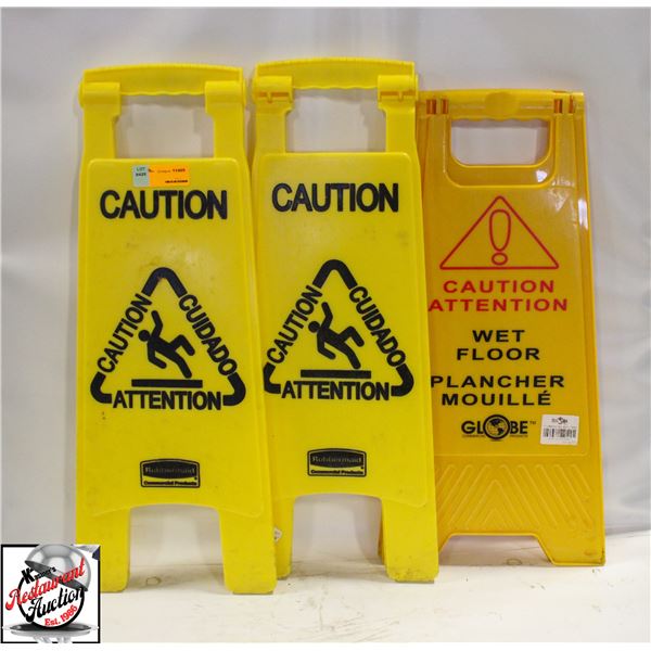 BAILIFF SEZIURE: 3 YELLOW WET FLOOR CAUTION SIGNS