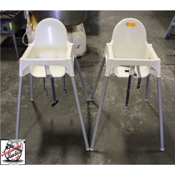 BAILIFF SEIZURE: TWO PLASTIC HIGH CHAIRS