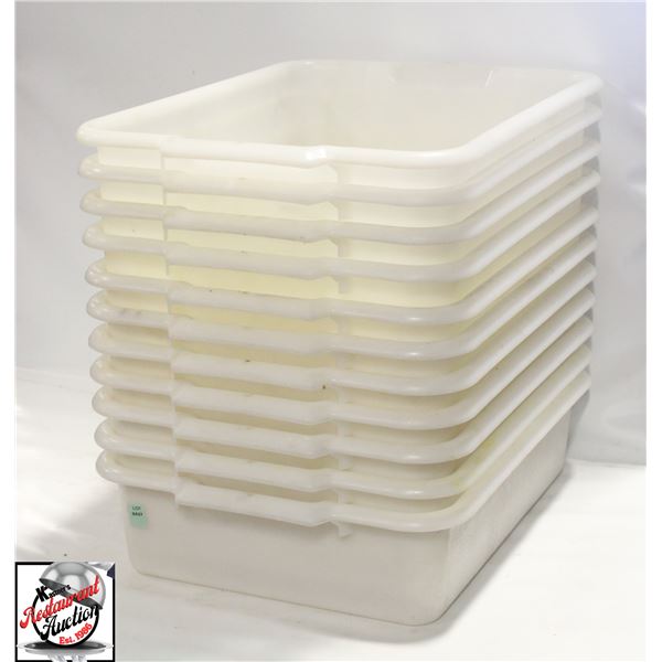 BAILIFF SEIZURE: 11 WHITE PLASTIC BUS BINS