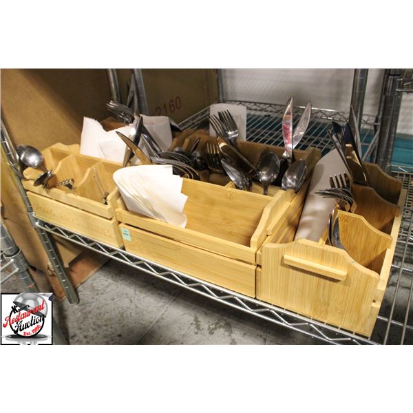 BAILIFF SEIZURE: WOODEN CUTLERY HOLDERS W/ ASSORTD