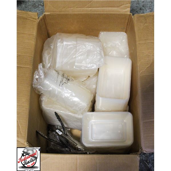 BAILIFF SEIZURE: BOX OF PLASTIC TAKEOUT CONTAINERS