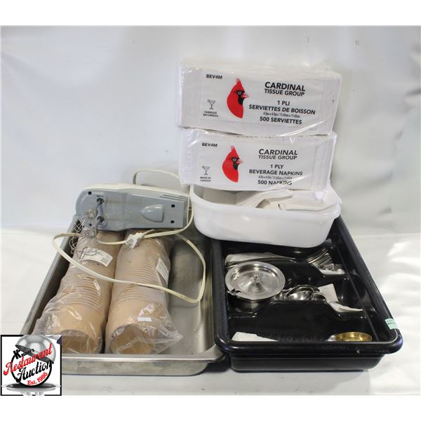 BAILIFF SEIZURE: LOT OF ASSORTED CUTLERY, NAPKINS