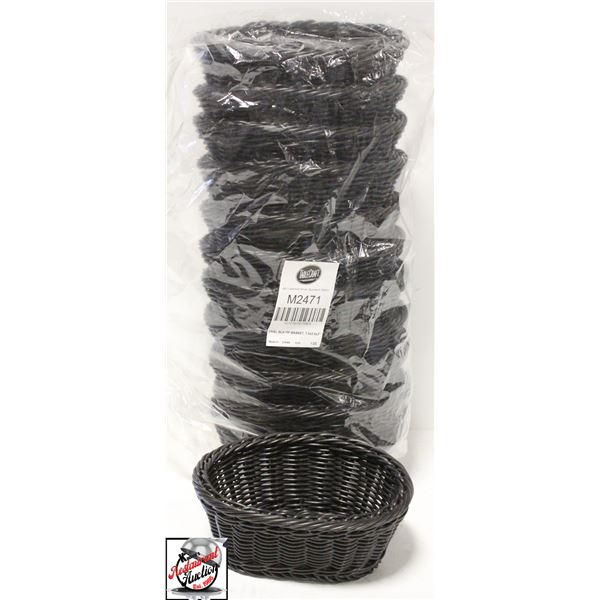 LOT OF 12 TABLECRAFT BLACK OVAL SERVING BASKETS