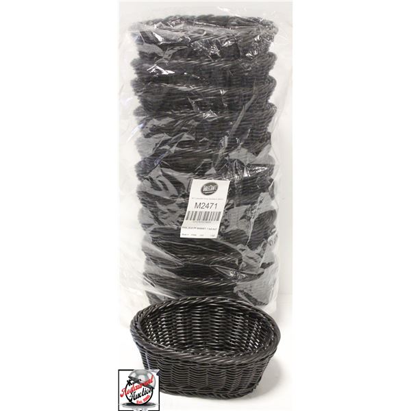 LOT OF 12 TABLECRAFT BLACK OVAL SERVING BASKETS