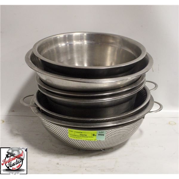 8 ASSORTED STAINLESS STEEL MIXING BOWLS