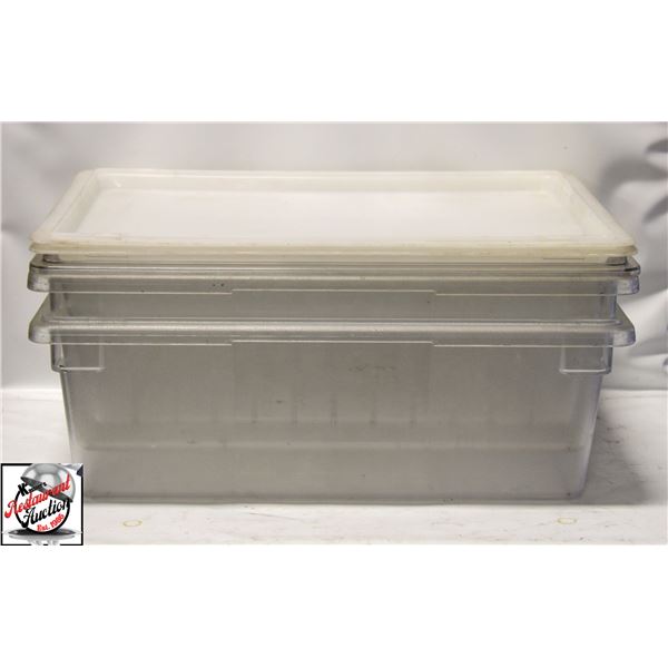 THREE CAMBRO STACKING POLY TOTE W/ 2 REVERSIBLE