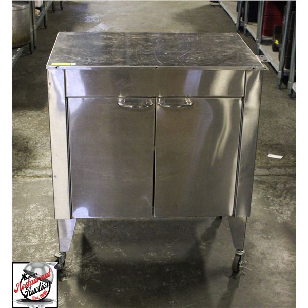 STAINLESS STEEL 2 DOOR CABINET W/ SOLID TOP