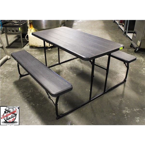 NEW BLACK PLASTIC FOLDING PICNIC TABLE