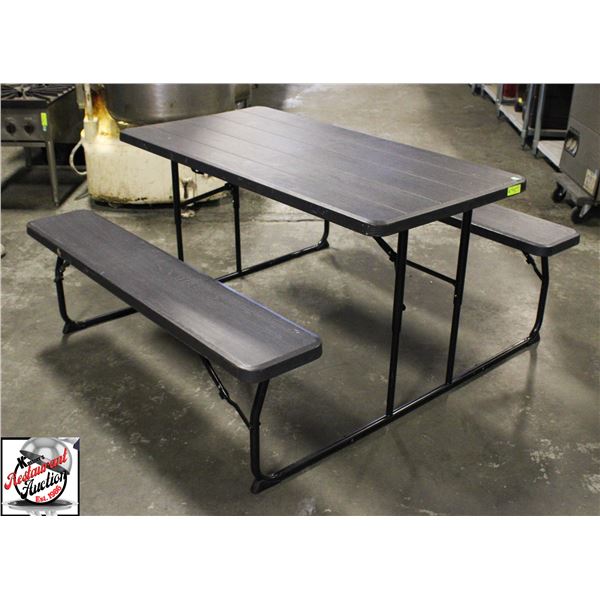 BLACK PLASTIC FOLDING PICNIC TABLE