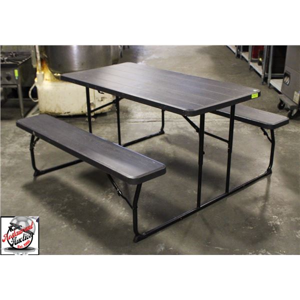 BLACK PLASTIC FOLDING PICNIC TABLE
