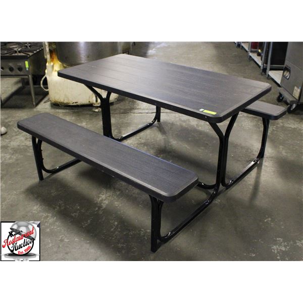 BLACK PLASTIC PICNIC TABLE
