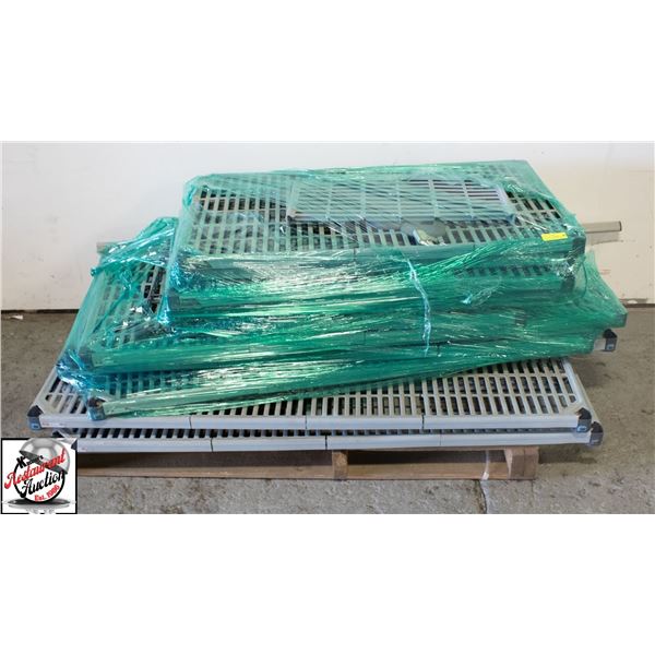 PALLET OF ASSORTED RACKING PIECES W/ 1 SUPPORT