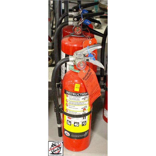 THREE ASSORTED FIRE EXTINGUISHERS