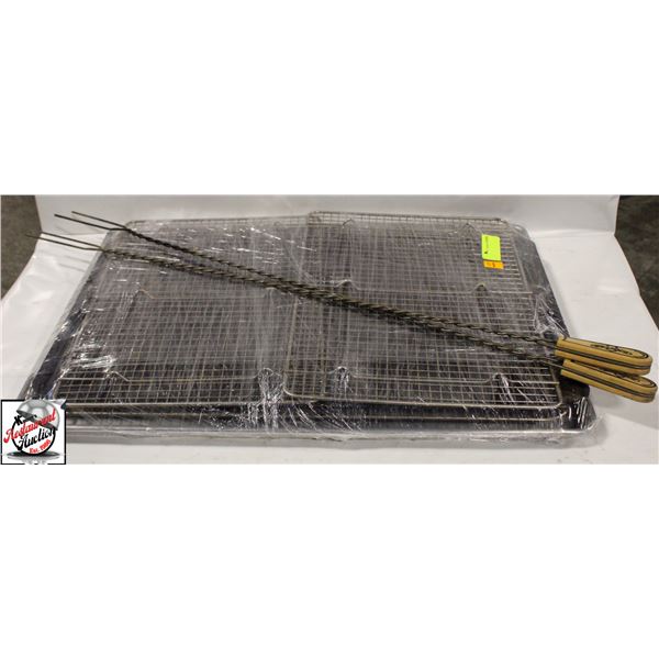 OVEN PANS W/ COOLING RACKS, CAMPSTOVE GRIDDLE,