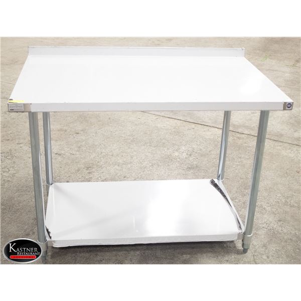 NEW 30" X 48"  S/S WORK TABLE W/ 2" BACK SPLASH &