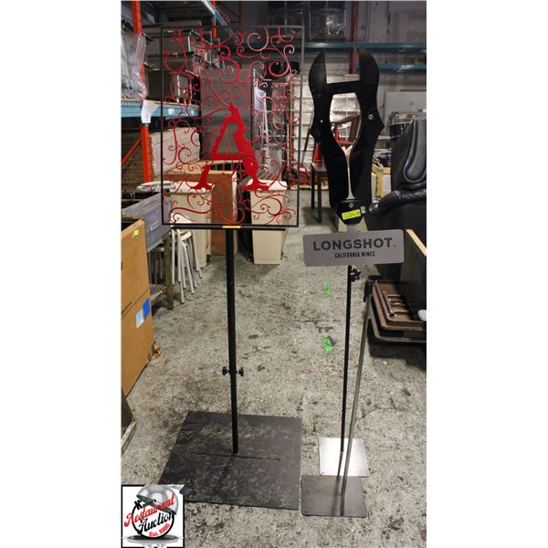 TWO LIQUOR BRANDED STANDING METAL AD SIGNS