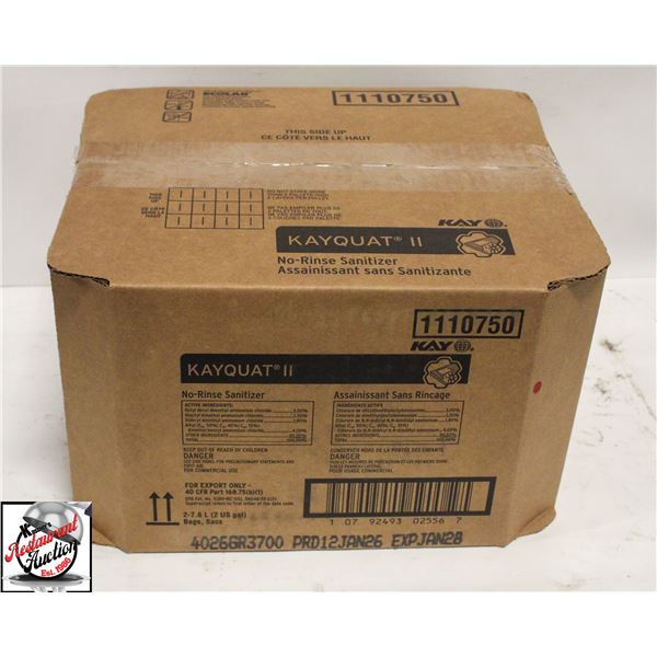 BOX OF ECOLAB KAY QUAT II NO RINSE SANATIZER