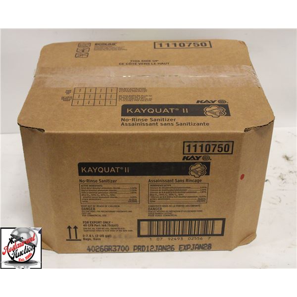 BOX OF ECOLAB KAY QUAT II NO RINSE SANATIZER