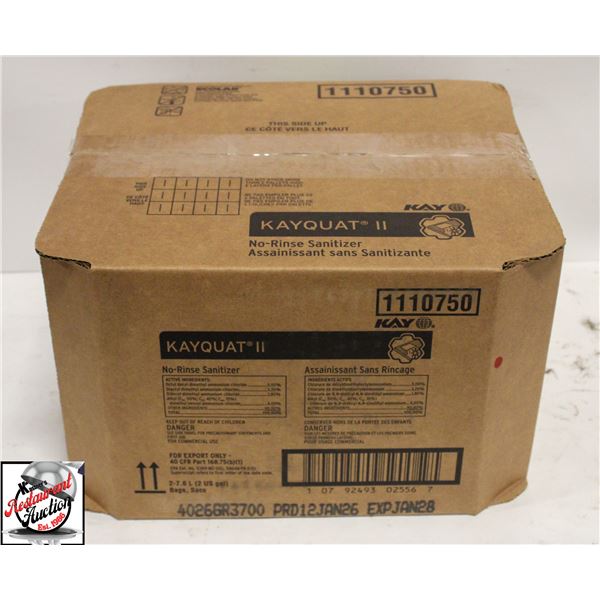 BOX OF ECOLAB KAY QUAT II NO RINSE SANATIZER