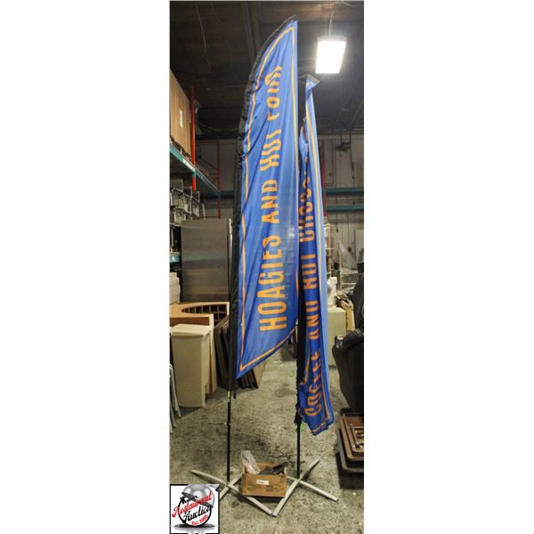2 ADVERTISEMENT BANNER DISPLAYS W/ STANDS