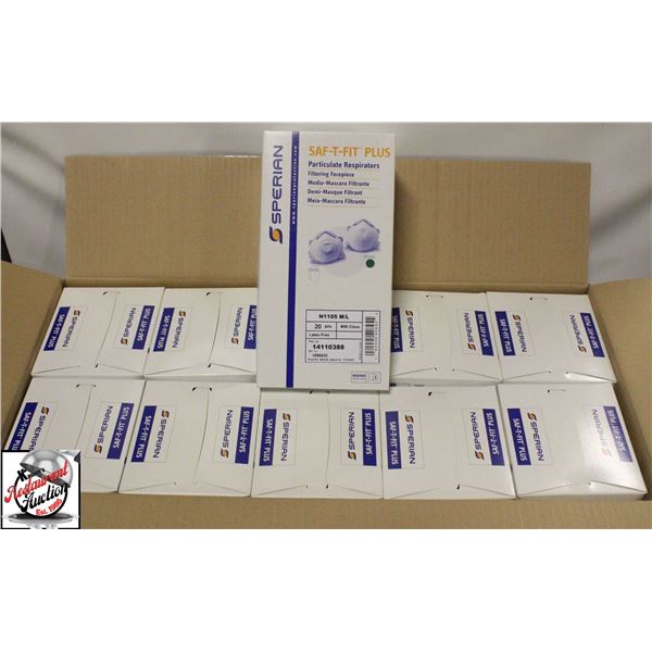 CASE OF 200 NIOSH SAFE-T-FIT PLUS MASKS- N95