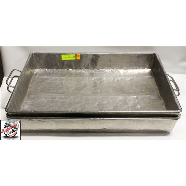 2 STAINLESS STEEL ROASTING PANS 18" X 24"
