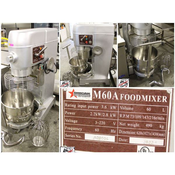 FEATURE LOT: OMCAN 60 QT MIXER W/ ATTACHMENTS!