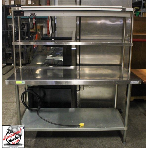 EFI S/S WORK TABLE W/ 2-TIER OVERSHELF AND HATCO