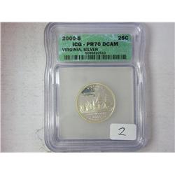 2000-S Silver Virginia Quarter ICG PR70DCAM
