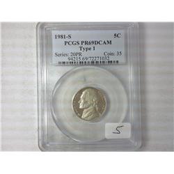1981-S Jefferson Nickel Type I PCGS PR69 DCAM